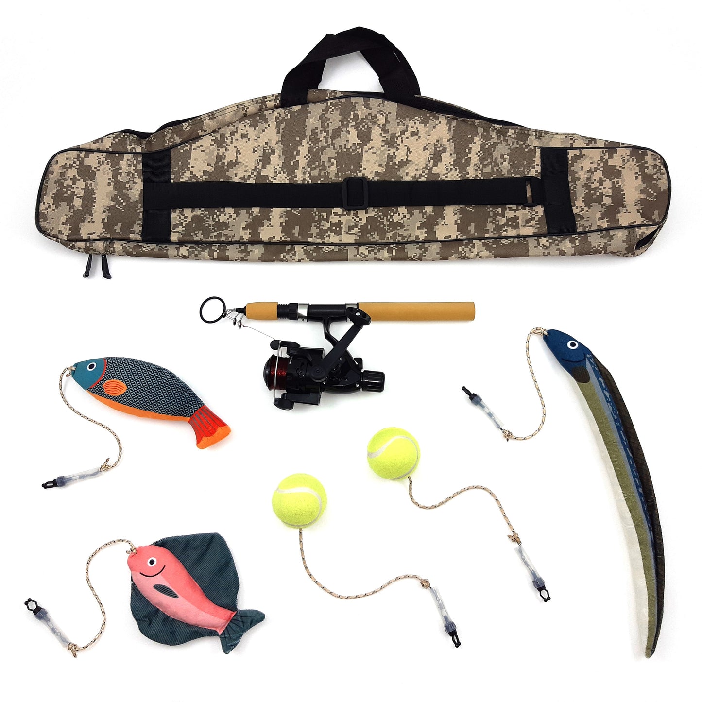 5 Toys Combo Set With 2 Balls, 2Fish & 1 Eel