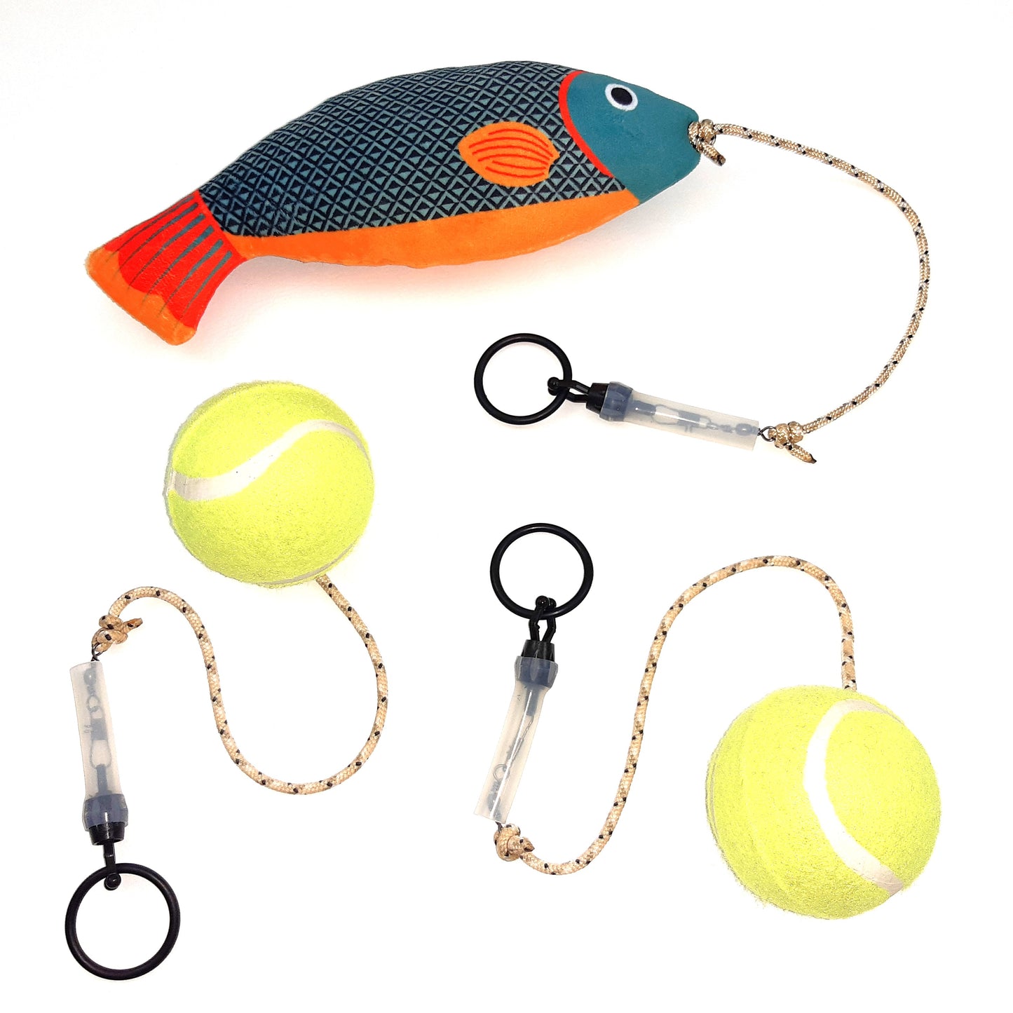 3 Toys Set With 2 Tennis Balls & 1 Fish